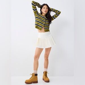 Simons Cream Pleated Mini Skirt